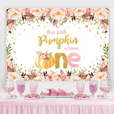 Lofaris Pink Floeal and Ripe Pumpkin 1St Birthday Backdrop